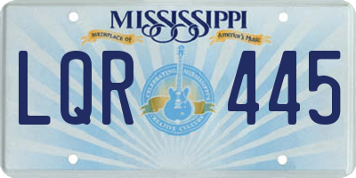 MS license plate LQR445