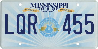 MS license plate LQR455