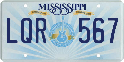 MS license plate LQR567