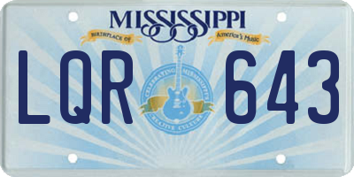 MS license plate LQR643