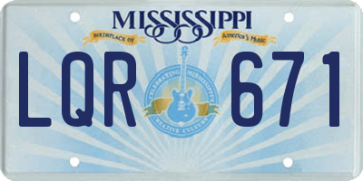 MS license plate LQR671