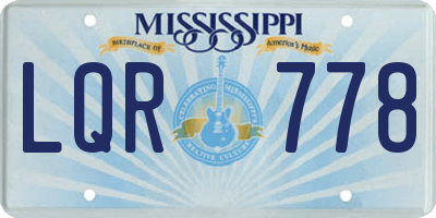 MS license plate LQR778