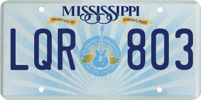 MS license plate LQR803