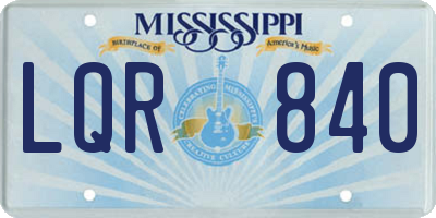 MS license plate LQR840