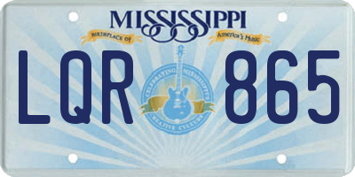 MS license plate LQR865
