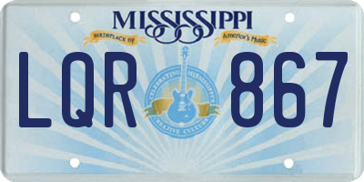 MS license plate LQR867