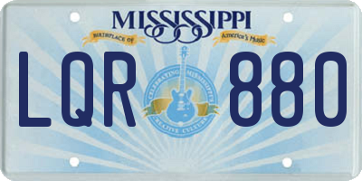MS license plate LQR880