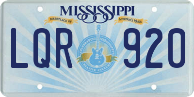 MS license plate LQR920