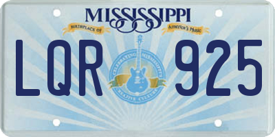 MS license plate LQR925