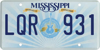 MS license plate LQR931