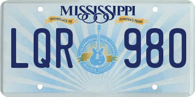 MS license plate LQR980
