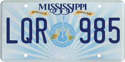MS license plate LQR985