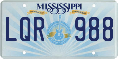 MS license plate LQR988