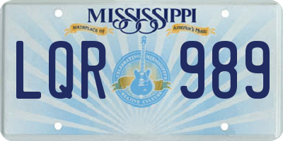 MS license plate LQR989