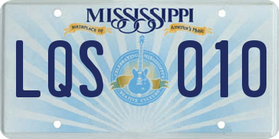 MS license plate LQS010