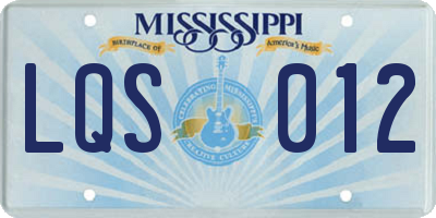 MS license plate LQS012