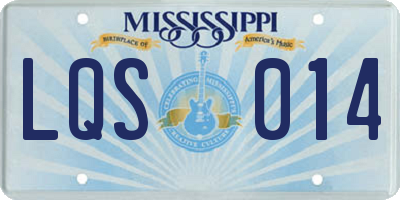 MS license plate LQS014