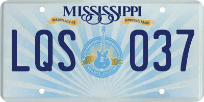 MS license plate LQS037