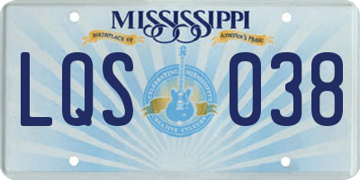 MS license plate LQS038