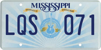 MS license plate LQS071