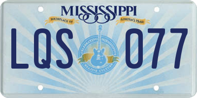 MS license plate LQS077