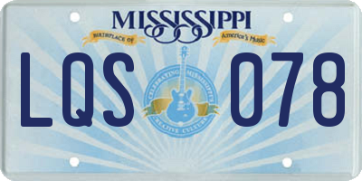 MS license plate LQS078