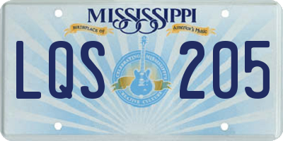 MS license plate LQS205