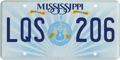MS license plate LQS206