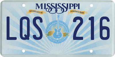 MS license plate LQS216