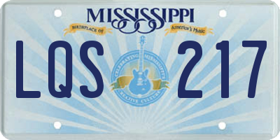 MS license plate LQS217