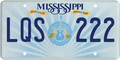 MS license plate LQS222