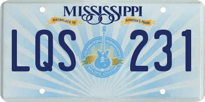 MS license plate LQS231