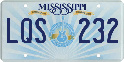 MS license plate LQS232