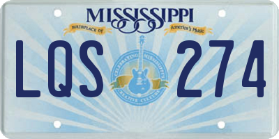 MS license plate LQS274