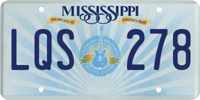 MS license plate LQS278
