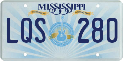 MS license plate LQS280