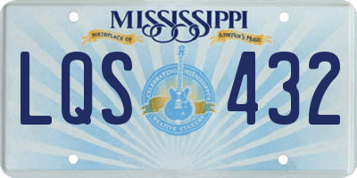 MS license plate LQS432