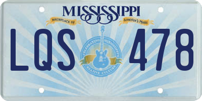 MS license plate LQS478