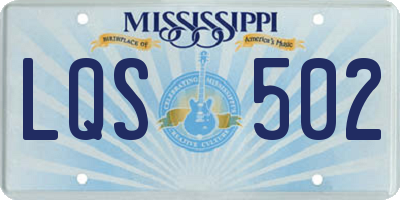MS license plate LQS502