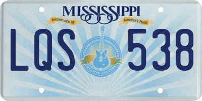 MS license plate LQS538