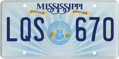 MS license plate LQS670