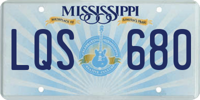 MS license plate LQS680