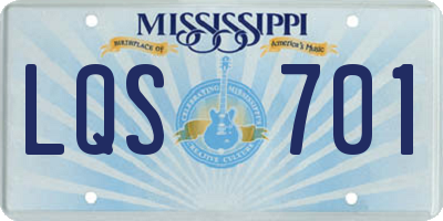 MS license plate LQS701
