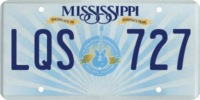 MS license plate LQS727
