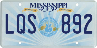 MS license plate LQS892