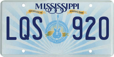 MS license plate LQS920