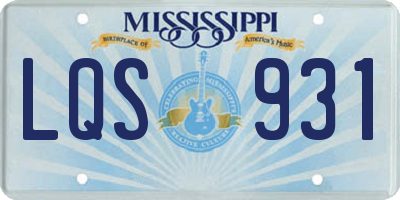 MS license plate LQS931