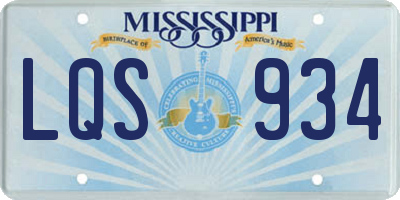 MS license plate LQS934