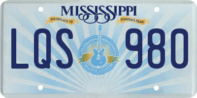 MS license plate LQS980