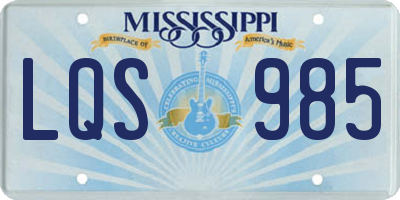 MS license plate LQS985